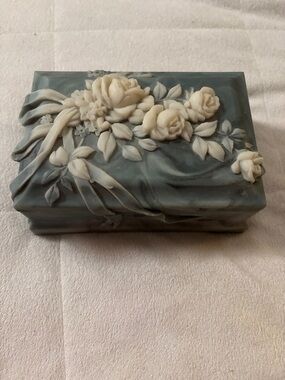 Avondale Blue Floral Resin Jewelry Box